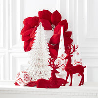 Design Shop Set of 2 Red Velvet Resin Reindeers