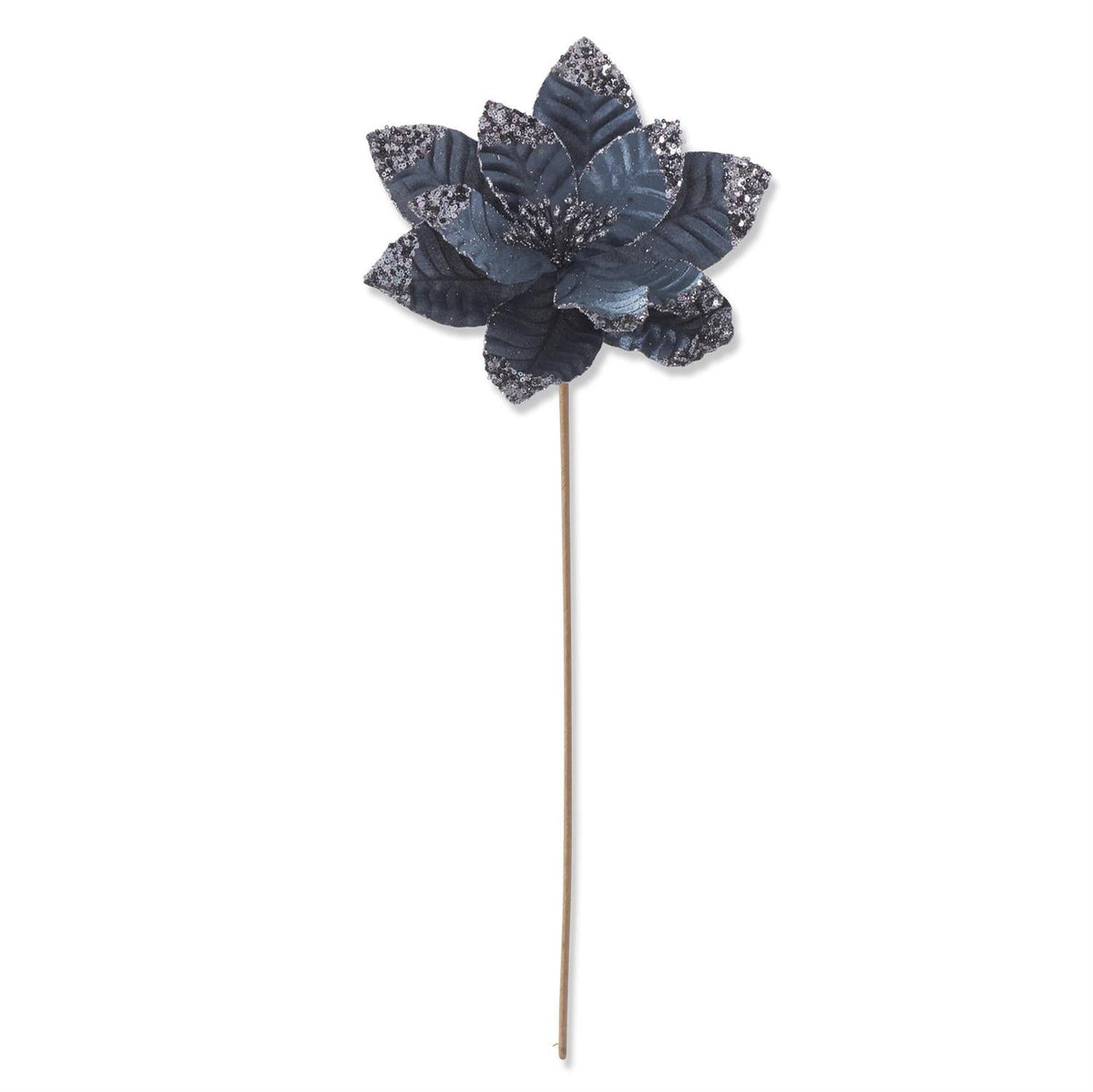 Shell Design Shop 23 Inch Glittered & Sequined Blue Velvet Poinsettia