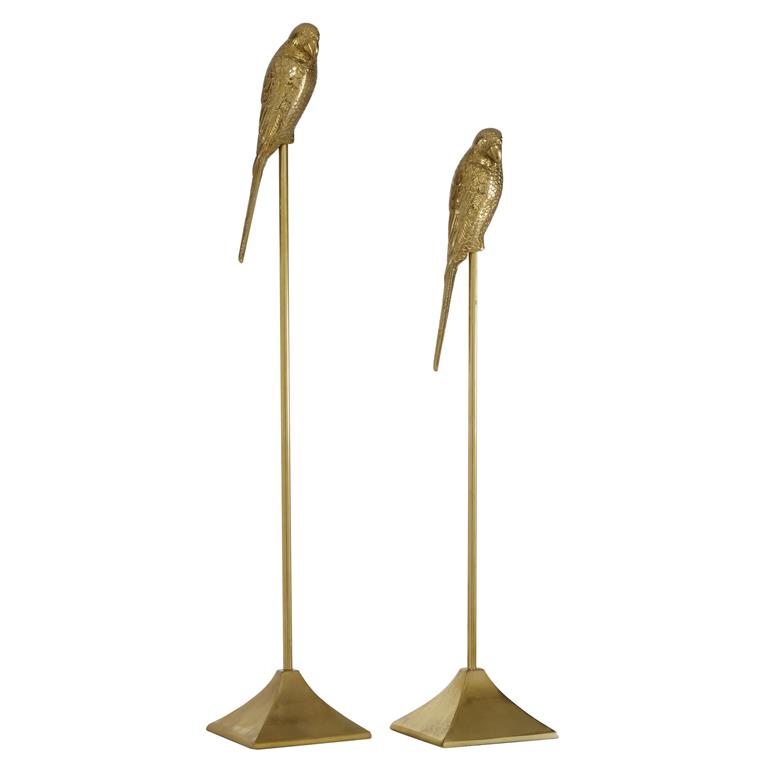 Gold Aluminum Bird Sculpture, Set of 2 - 33", 28"H