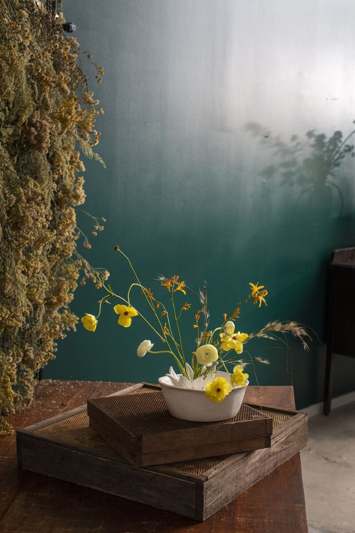 Design Shop White Dahlia Collection Bowl, 8.5" X 3.25"