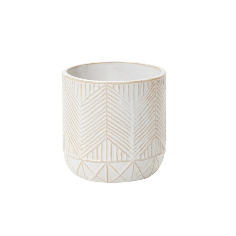Design Shop White Whitcomb Pot, 5" X 5", Set of 2.