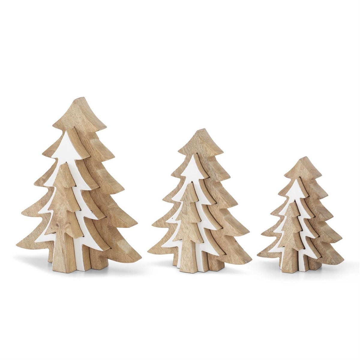 Design Shop Set of 3 Wood Trees w/White Enameled Center Cutout Trees