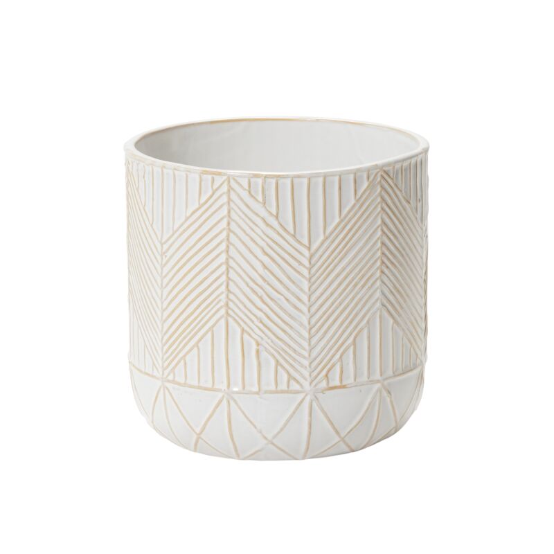 Design Shop White Whitcomb Pot, 7" X 6.75".