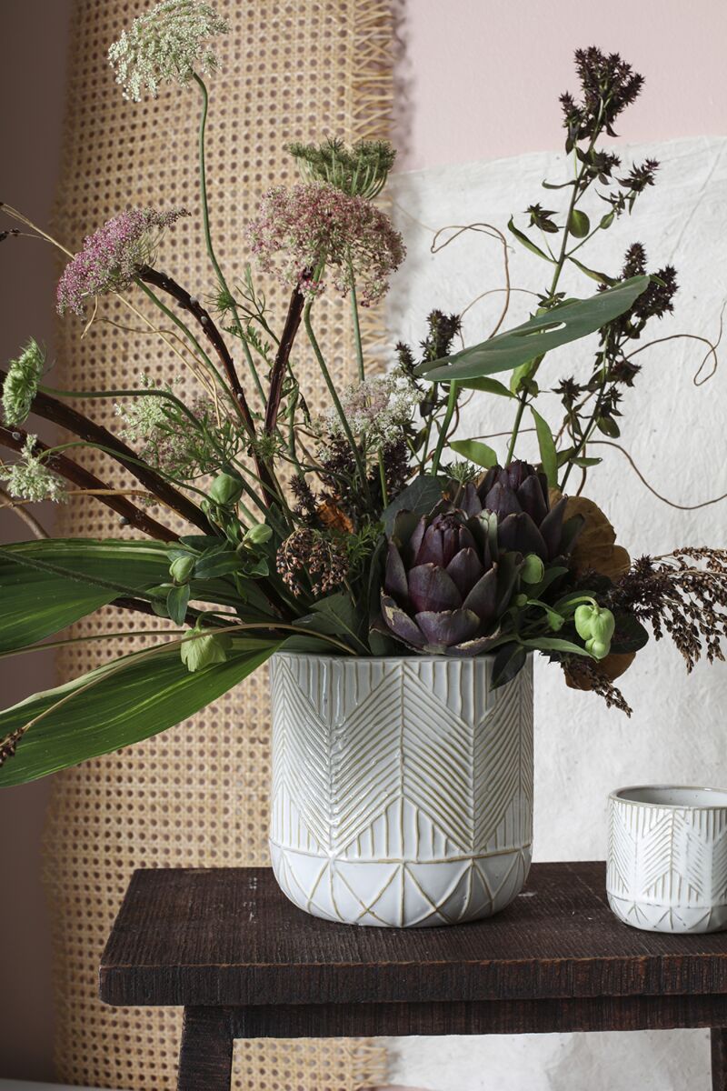 Design Shop White Whitcomb Pot, 7" X 6.75".