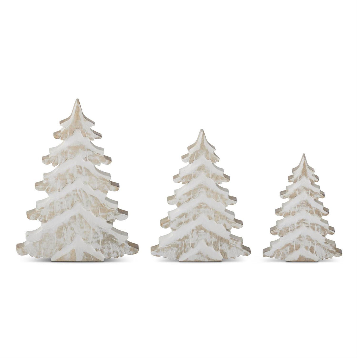 Design Shop Set of 3 Whitewashed Mango Wood Christmas Trees