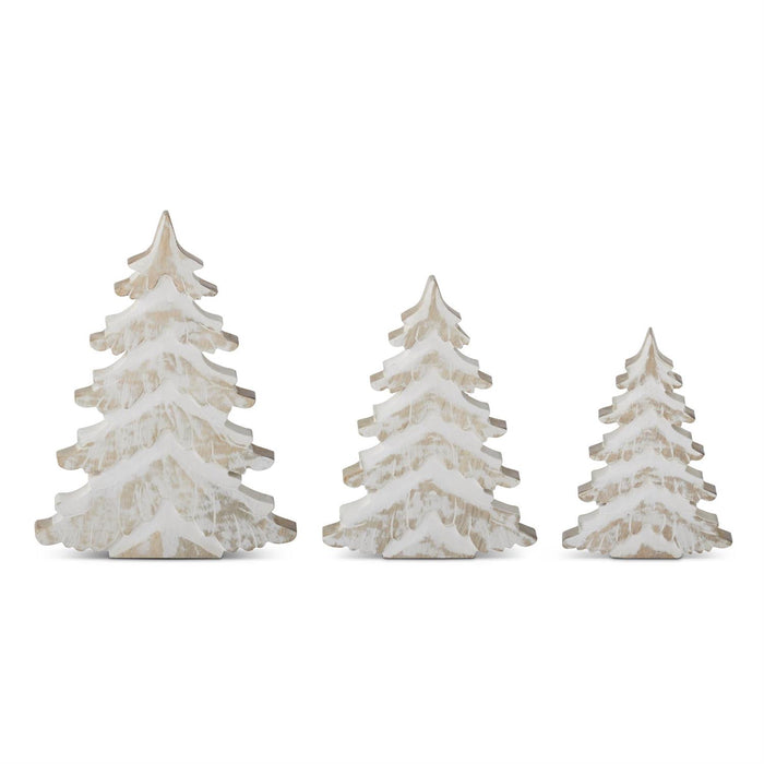 Design Shop Set of 3 Whitewashed Mango Wood Christmas Trees