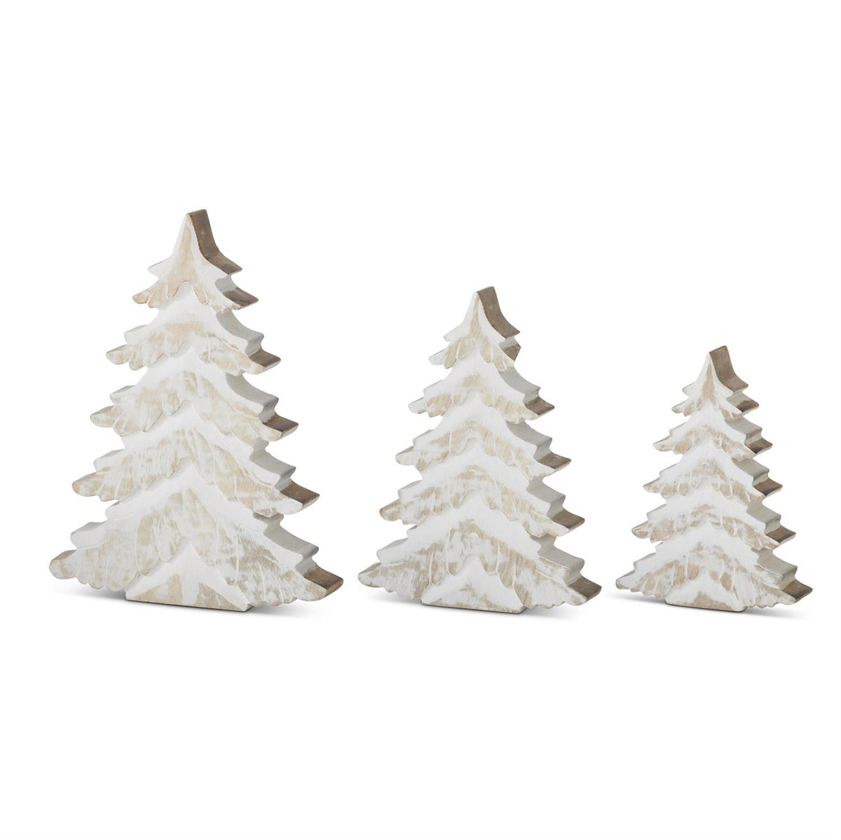 Design Shop Set of 3 Whitewashed Mango Wood Christmas Trees