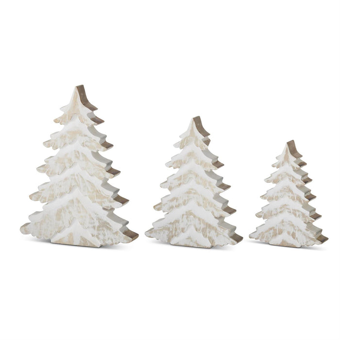 Design Shop Set of 3 Whitewashed Mango Wood Christmas Trees