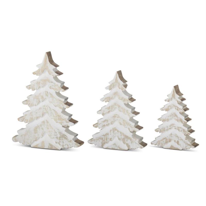 Design Shop Set of 3 Whitewashed Mango Wood Christmas Trees