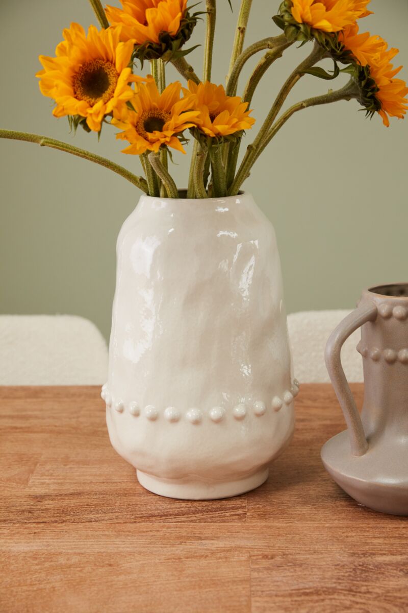 Design Shop White Homestead Vase, 9" X 14.5".