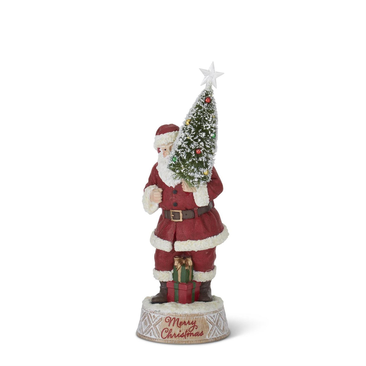 Design Shop 14 Inch Resin Santa Holding LED Bottle Brush Tree