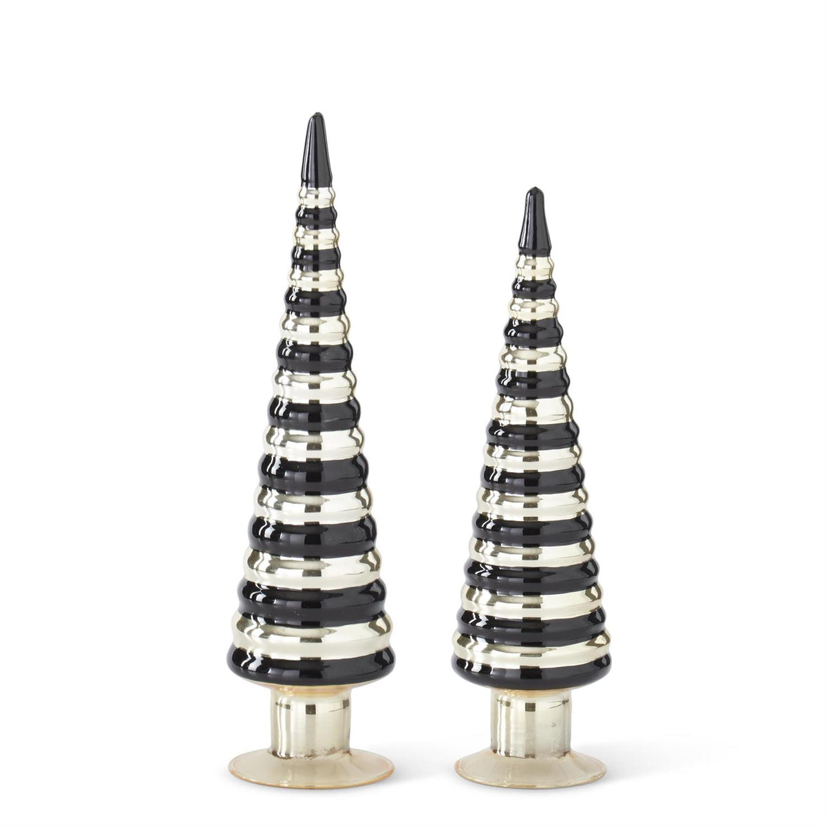 Design Shop Gold & Black Ribbed Glass Trees, Set of 2