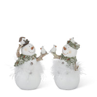 Design Shop Assorted 7 Inch White Glittered Snowmen. Set 0f 2.