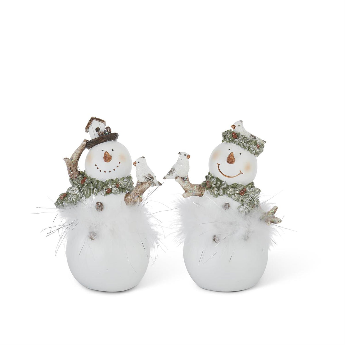 Design Shop Assorted 7 Inch White Glittered Snowmen. Set 0f 2.