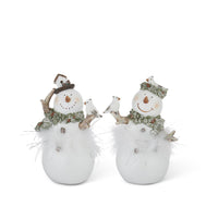 Design Shop Assorted 7 Inch White Glittered Snowmen. Set 0f 2.