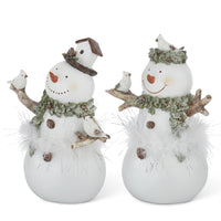 Design Shop Assorted 9.75 Inch White Glittered Snowmen. Set of 2.