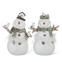 Design Shop Assorted 9.75 Inch White Glittered Snowmen. Set of 2.