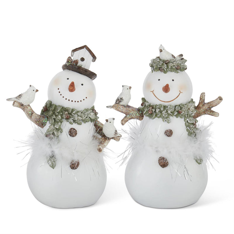 Design Shop Assorted 9.75 Inch White Glittered Snowmen. Set of 2.