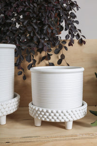 Design Shop White Jane Footed Pot, 8" X 7.75".