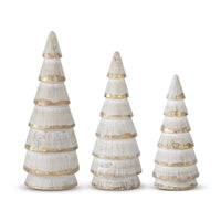 Design Shop Whitewashed Gold Gilded Wood Trees, Set of 3