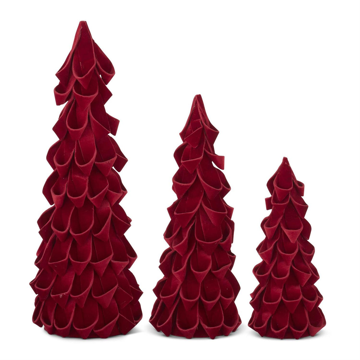 Design Shop Set of 3 Red Velvet Ribbon Cone Trees