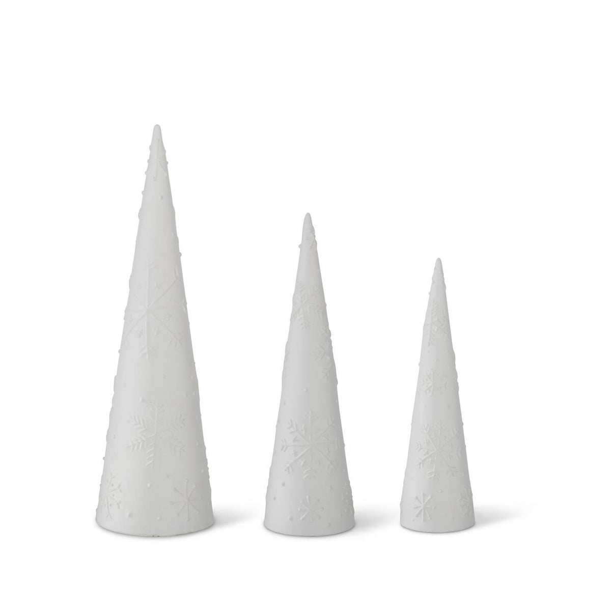Design Shop Set of 3 Matte White Ceramic Snowflake Embossed