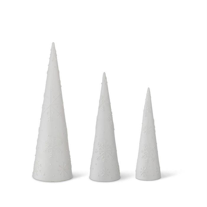 Design Shop Set of 3 Matte White Ceramic Snowflake Embossed
