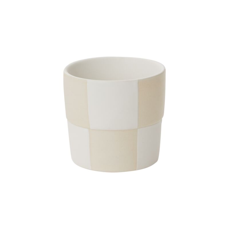 Design Shop Off-White Checkerboard Collection Pot, 3.25" X 3.25".