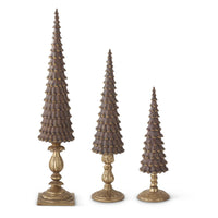 Design Shop Resin Brown & Gold Pinecone Trees, Set of 3