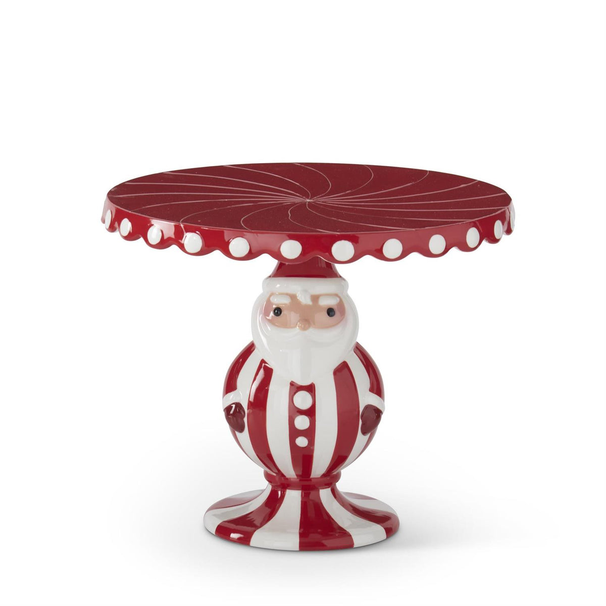 Design Shop 8.75 Inch Red & White Dolomite Peppermint Santa Cake Stand