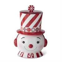 Design Shop 12.25 Inch Red & White Dolomite Snowman Cookie Jar