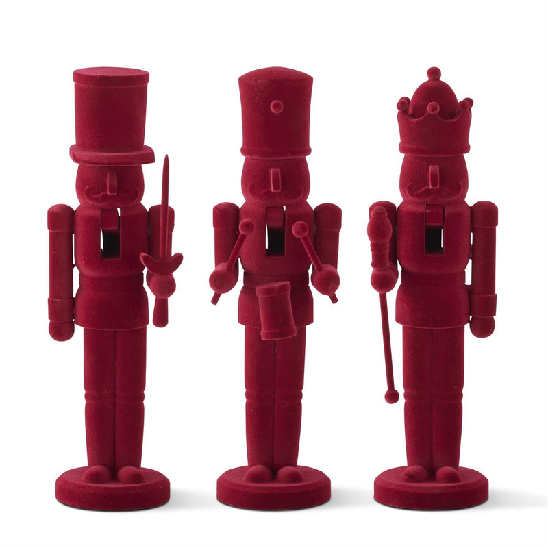Design Shop Set of 3 Wood Burgundy Velvet Nutcrackers