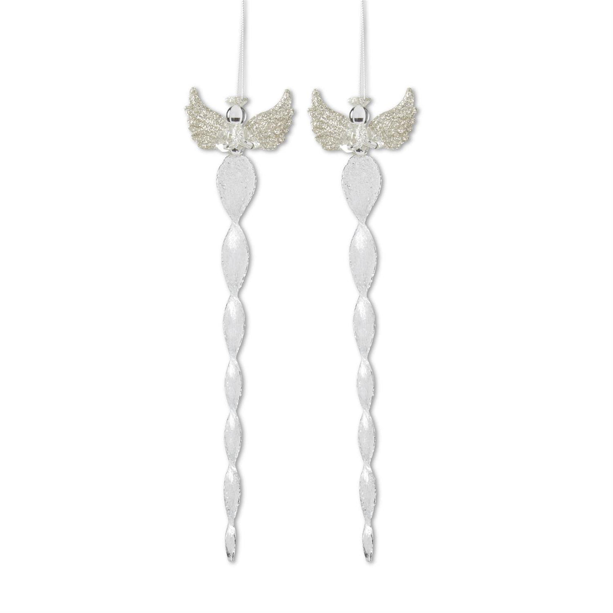 Design Shop Assorted 12 Inch Glass Icicle Angel Ornaments (2 Styles)