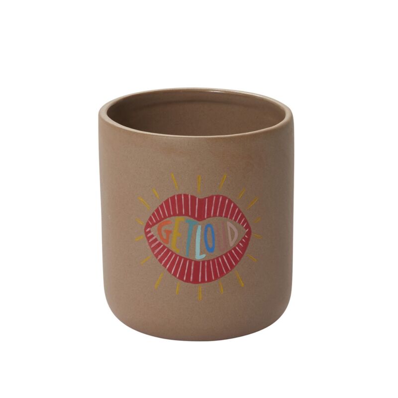 Design Shop Brown Get Loud Pot, 4" X 4.5".