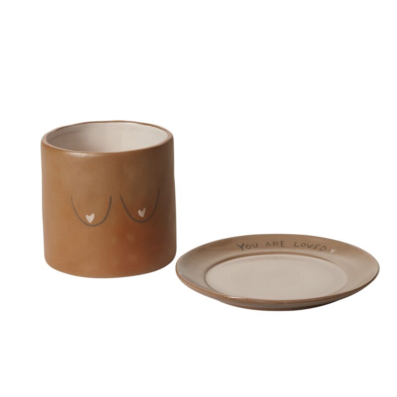 Design Shop Brown You are Loved Pot, 7.5" X 5.25".