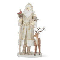 Design Shop 15.25 Inch Resin Cream Coat Santa w/Cardinal Owl & Reindeer