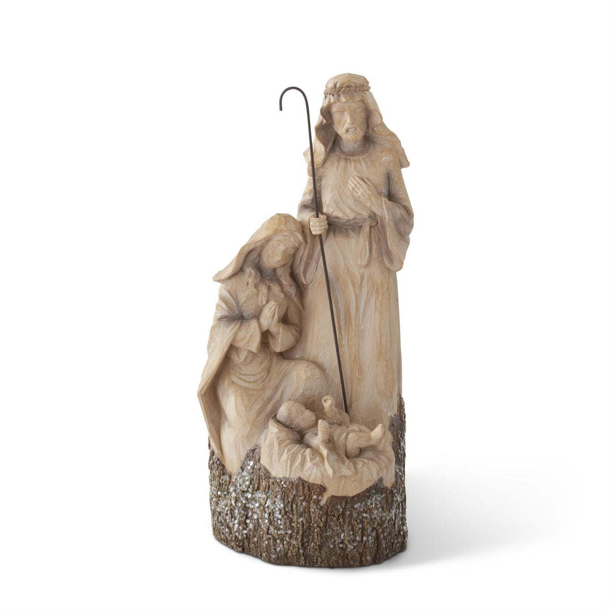 Design Shop 14 Inch Resin Woodgrain LED Nativity W/timer