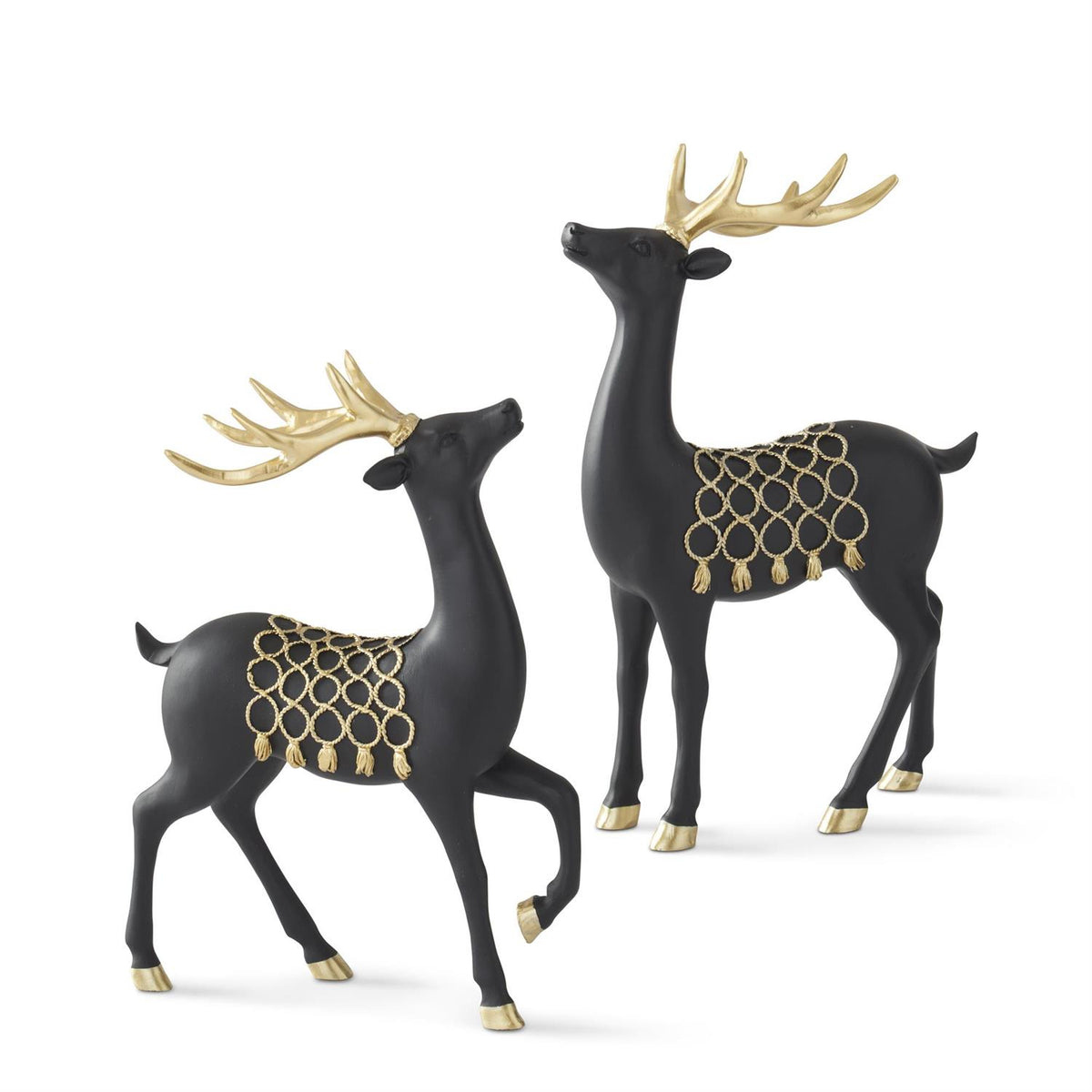 Design Shop Matte Black Deers w/Gold Saddles, Set of 2