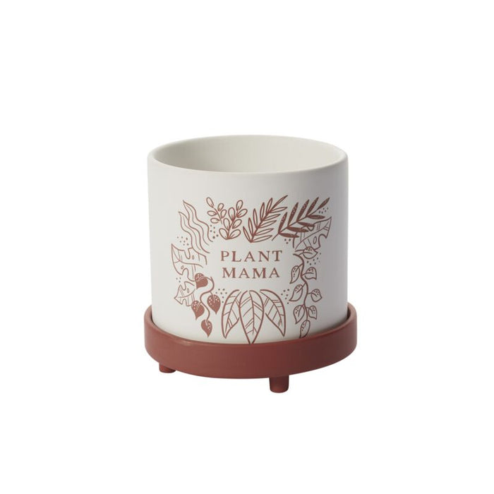 Design Shop White Plant Parent Pot Collection Mama, 5" X 5.25".