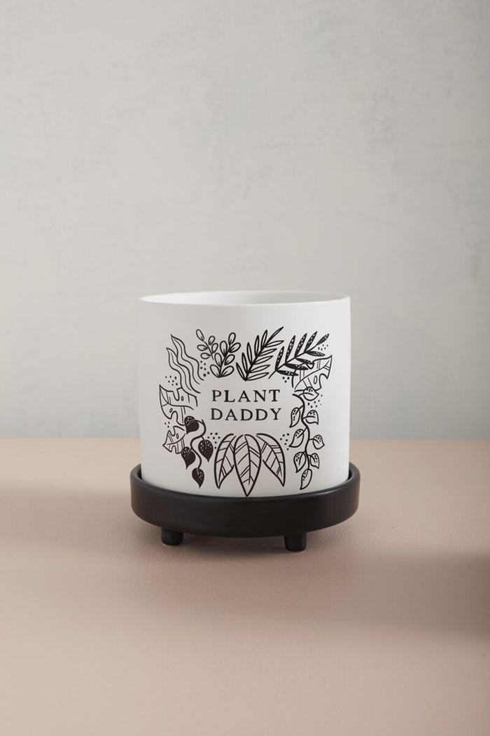 Design Shop White Plant Parent Pot Collection Daddy, 5" X 5.25".