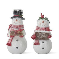 Design Shop Glittered White Resin Snowmen, Set of 2