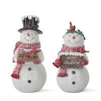 Design Shop Glittered White Resin Snowmen, Set of 2