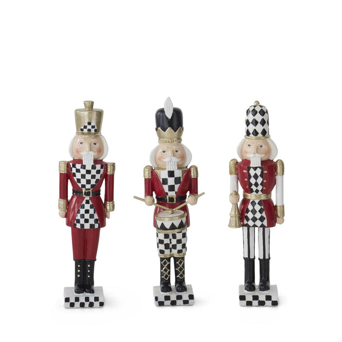 Design Shop Assorted 8 Inch Harlequin Resin Nutcracker Soldiers. Set of 3.