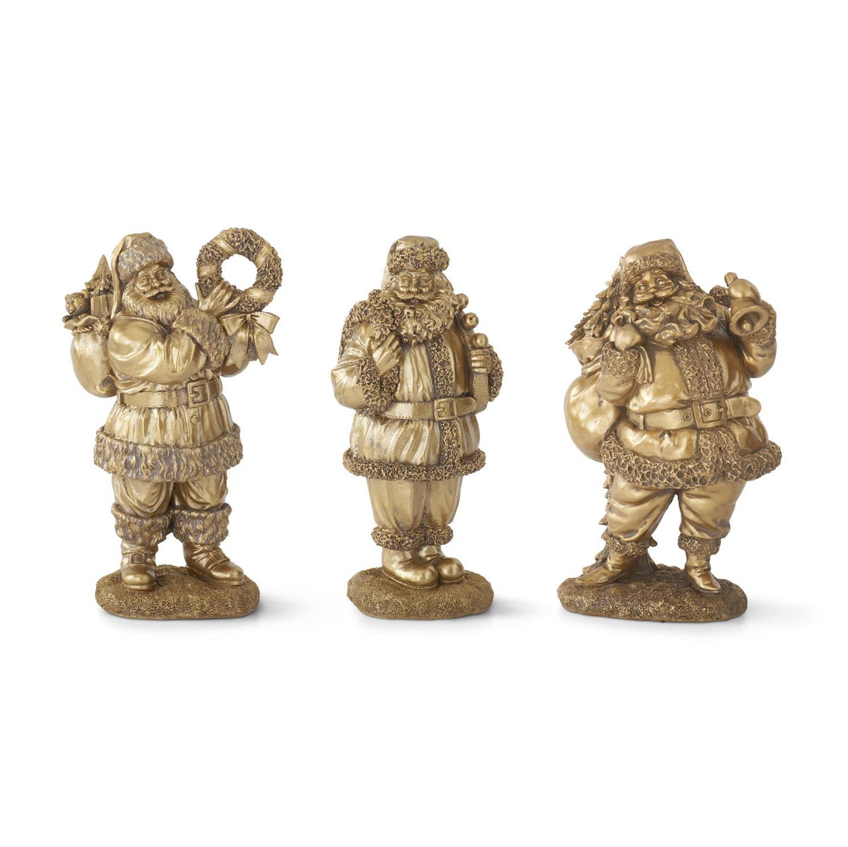 Design Shop Antique Gold Resin Santas, Set of 3