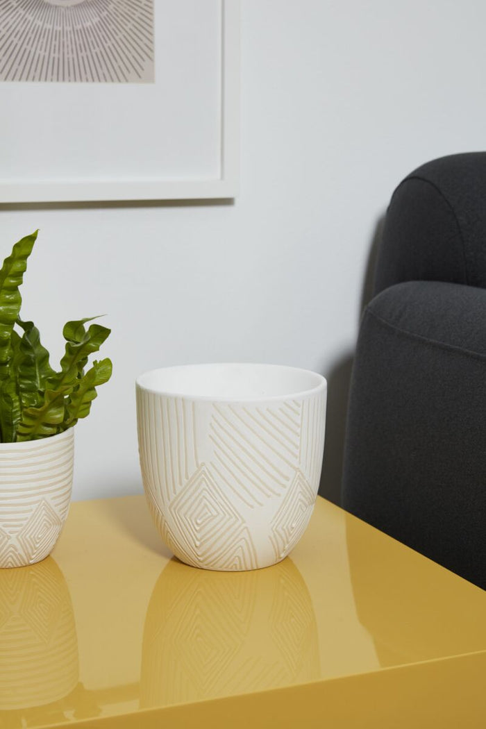 Design Shop White Pfiefer Pot, 6" X 5.75".