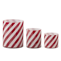 Set of 3 Red & White Glass Swirl Containers