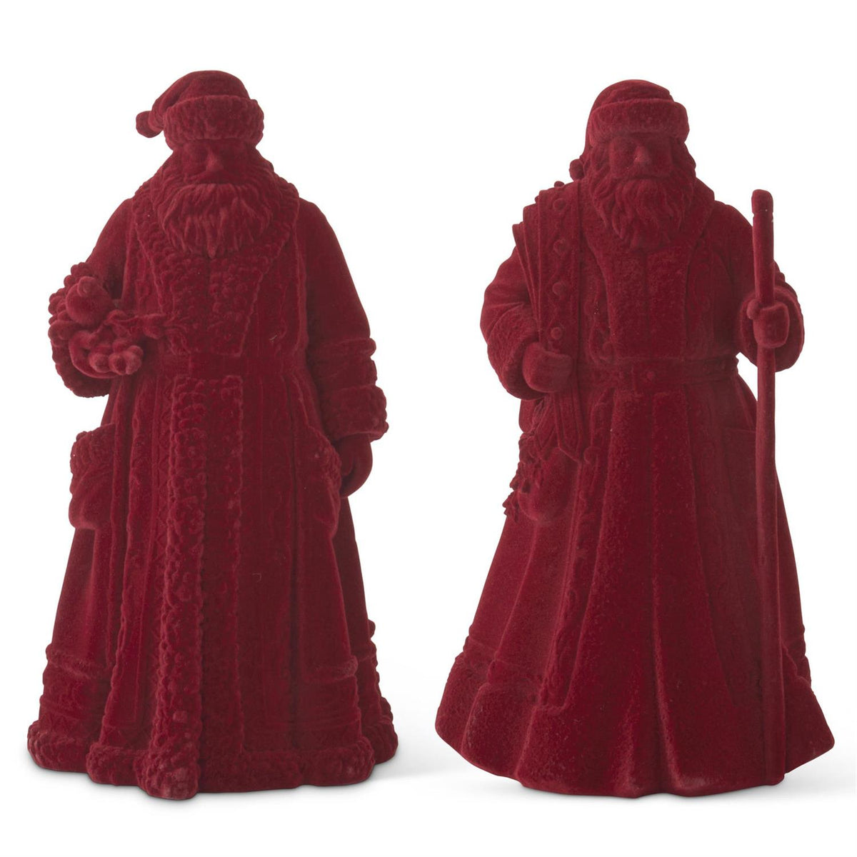Set of 2 10.5" Burgundy Velvet Santas