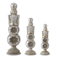 Set of 3 Silver Nutcracker on Ornaments Finials