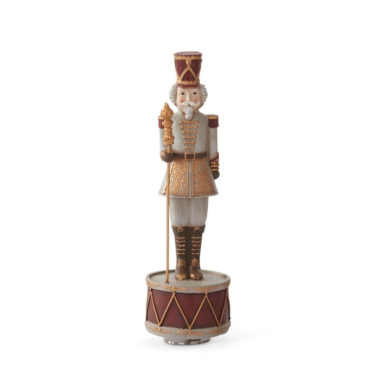 10.75" Spinning Nutcracker with Gold Staff Music Box