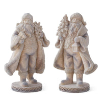 Set of 2 9" Gold Speckled Flocked Santas